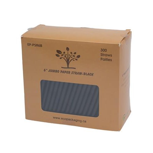 Eco-Packaging 6" Paper Straw Black, 300pcs