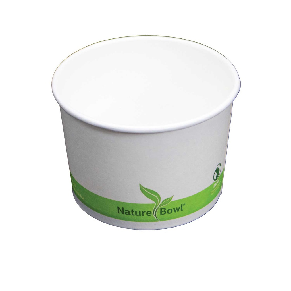 Compostable NatureBowl 8oz PLA Paper Soup Bowl White, 1000pcs