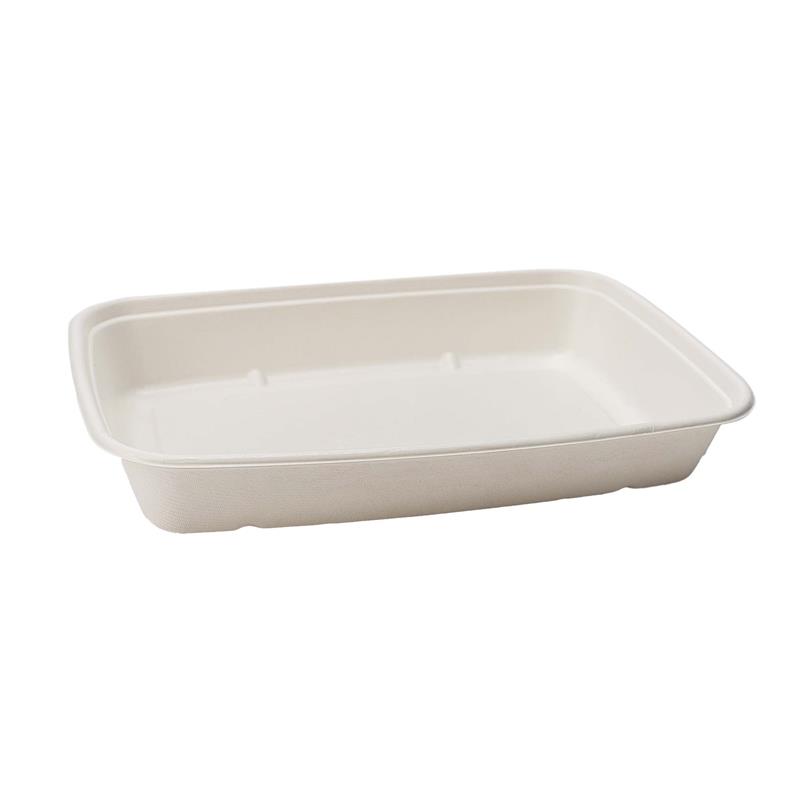 Compostable Eco-Packaging 58oz Rectangular Sugarcane Tray PLA coated, 300pcs