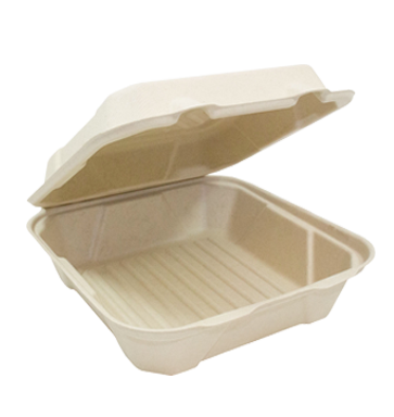 Compostable Galligreen Blended Sugarcane Clamshell 9x9x3", 200pcs