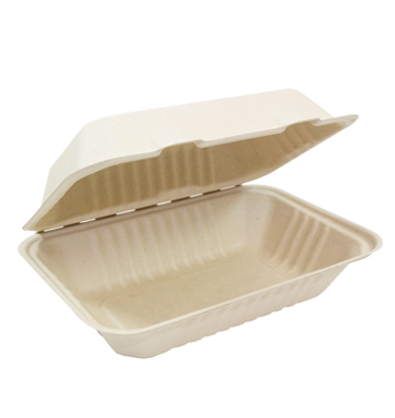 Compostable Galligreen Blended Sugarcane Clamshell 9x6x3", 200pcs