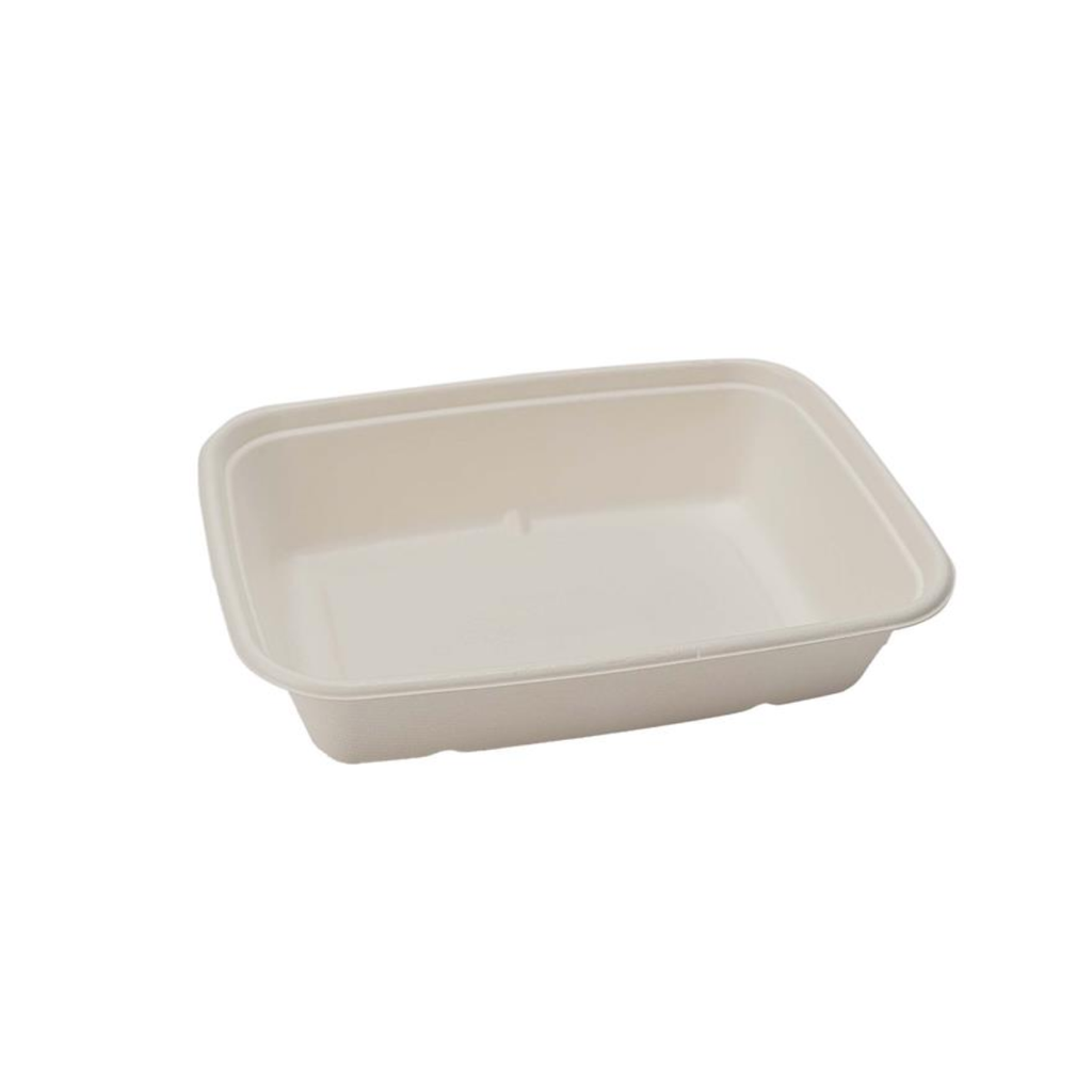 Compostable Eco-Packaging 38oz Rectangular Sugarcane Tray PLA coated, 300pcs