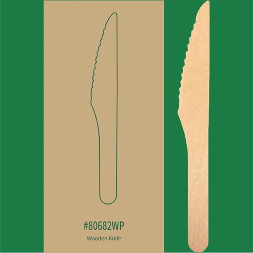 [80682WP] 6.25" Wooden Knife Individually Wrapped, 1000/cs