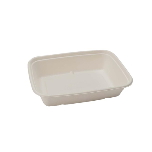 [EP-SRT38C] Compostable Eco-Packaging 38oz Rectangular Sugarcane Tray PLA coated, 300pcs