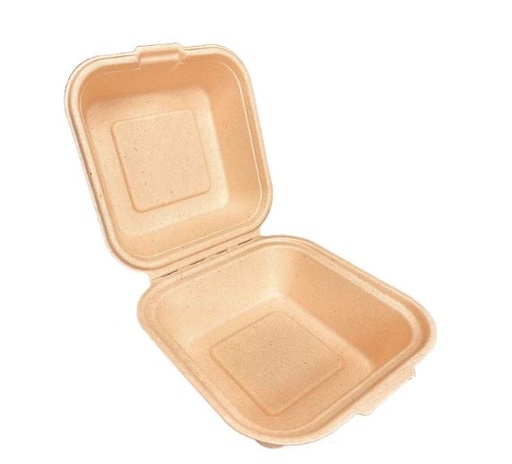 [80532] Compostable NatureFibre Sugarcane Clamshell 6x6x3" Kraft, 500pcs