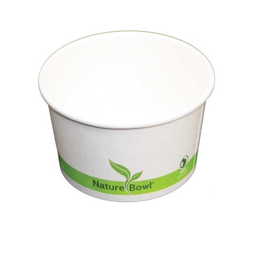[80252] Compostable NatureBowl 12 oz PLA lined Paper Soup Bowl White, 500pcs