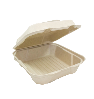 [31308] Compostable Galligreen Blended Sugarcane Clamshell 8x8x3", 200pcs