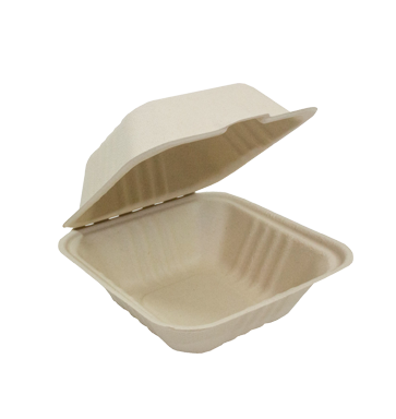 [31306] Compostable Galligreen Blended Sugarcane Clamshell 6x6x3", 200pcs
